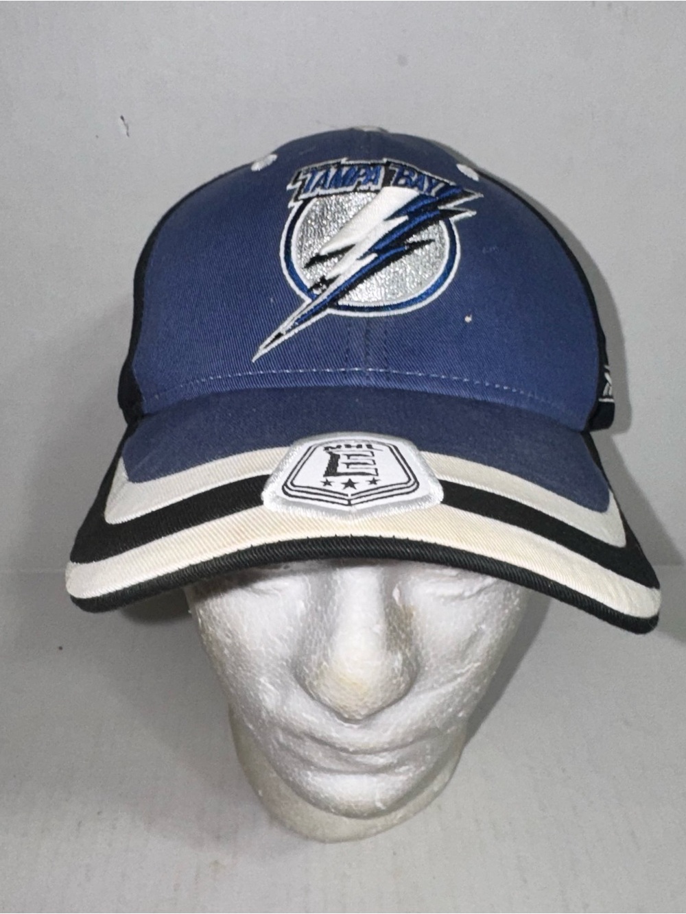 Vintage Tampa Bay Lightning NHL Hat Blue Wave Visor Shield Snapback Cap 90s Y2K